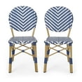 thumbnail image 1 of Noble House Groveport Outdoor Dining Chair - Aluminum - Set of 2 - Armless - Navy Blue/White, 1 of 7
