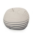thumbnail image 1 of Noble House Guill Fabric 5 Ft. Striped Bean Bag, Natural and Navy, 1 of 7