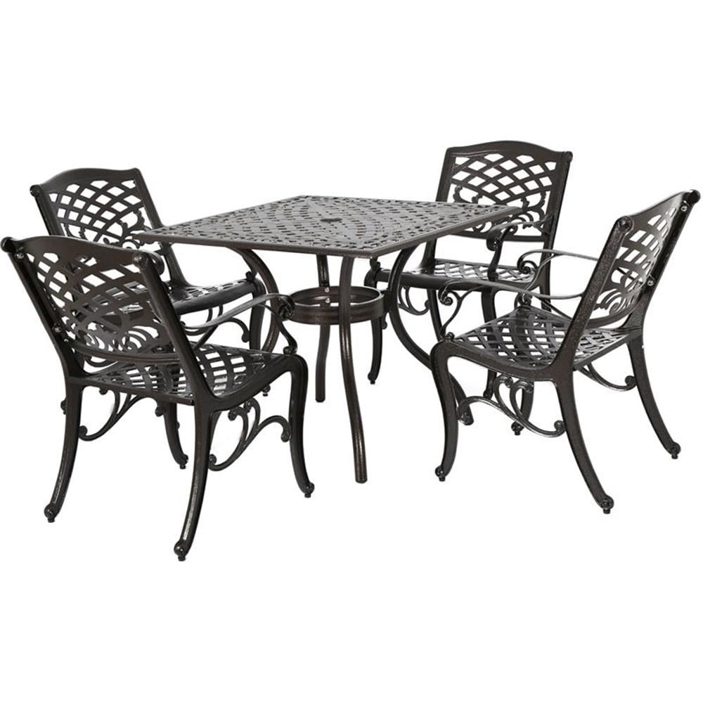 Noble House Hallandale Sarasota 5 Piece Square Patio Dining Set in Bronze