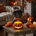 thumbnail image 1 of Noble House Halloween Labrador Retriever Witch Puppy Figurine with Pumpkin Candy Bowl, Decorative Statue, Black, 1 of 5