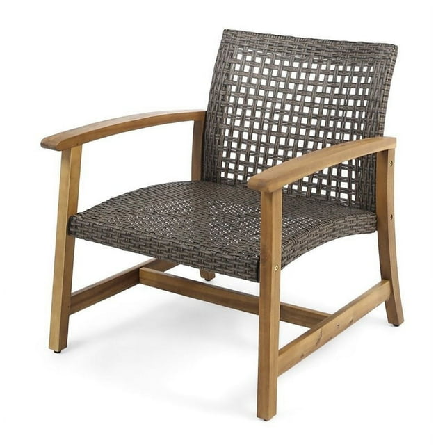 Noble House Hampton Outdoor Acacia Wood Club Chair in Teak and Mocha