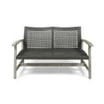 thumbnail image 1 of Camdyn Outdoor Wood and Wicker Loveseat, Mixed Black, Light Gray Wash, 1 of 6