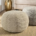 thumbnail image 1 of Noble House Handcrafted Boho Fabric Pouf, Ivory, 1 of 4