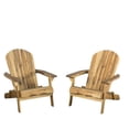 thumbnail image 1 of Noble House Hanlee Outdoor Wood Folding Adirondack Chair (Set of 2) Natural, 1 of 4