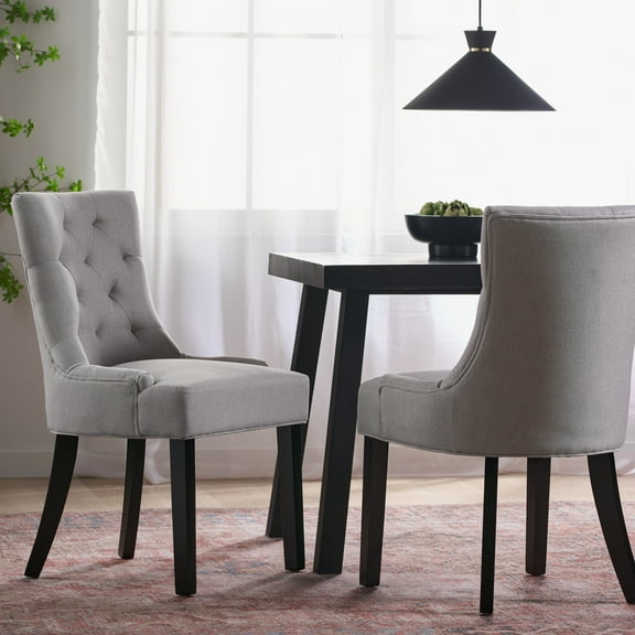 Noble House Harper Contemporary Fabric Dining Chair, Set of 2, Light Grey