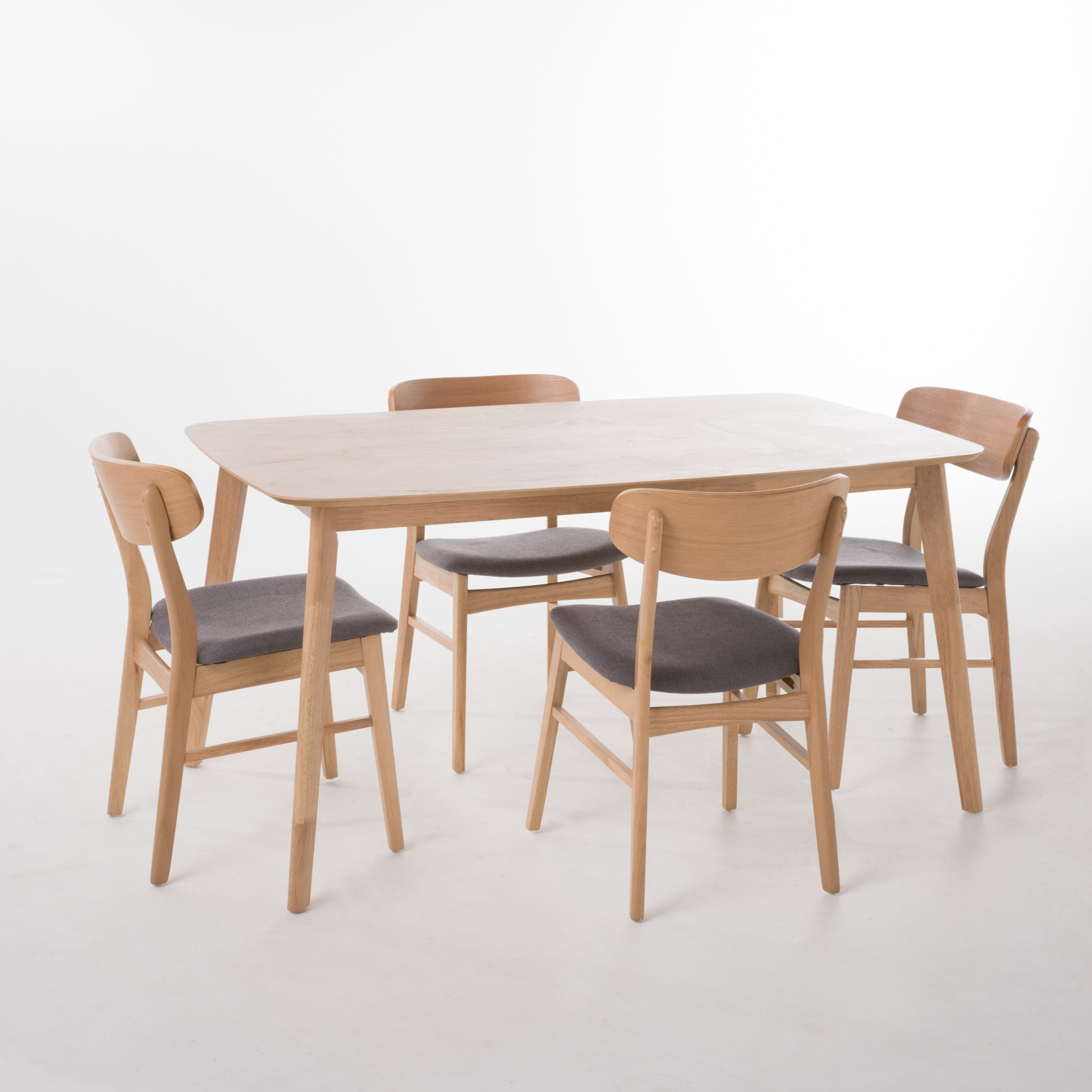 Noble House Harper Mid-Century Modern 5 Piece Dining Set, Dark Gray and Natural Oak