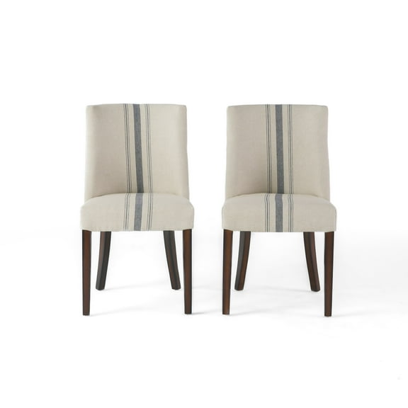 Noble House Harrison Contemporary Fabric Dining Chairs, Set of 2, Beige, Brown