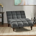 thumbnail image 1 of Noble House Havik Indoor Fabric Tufted Chaise Lounge, Dark Gray, 1 of 9