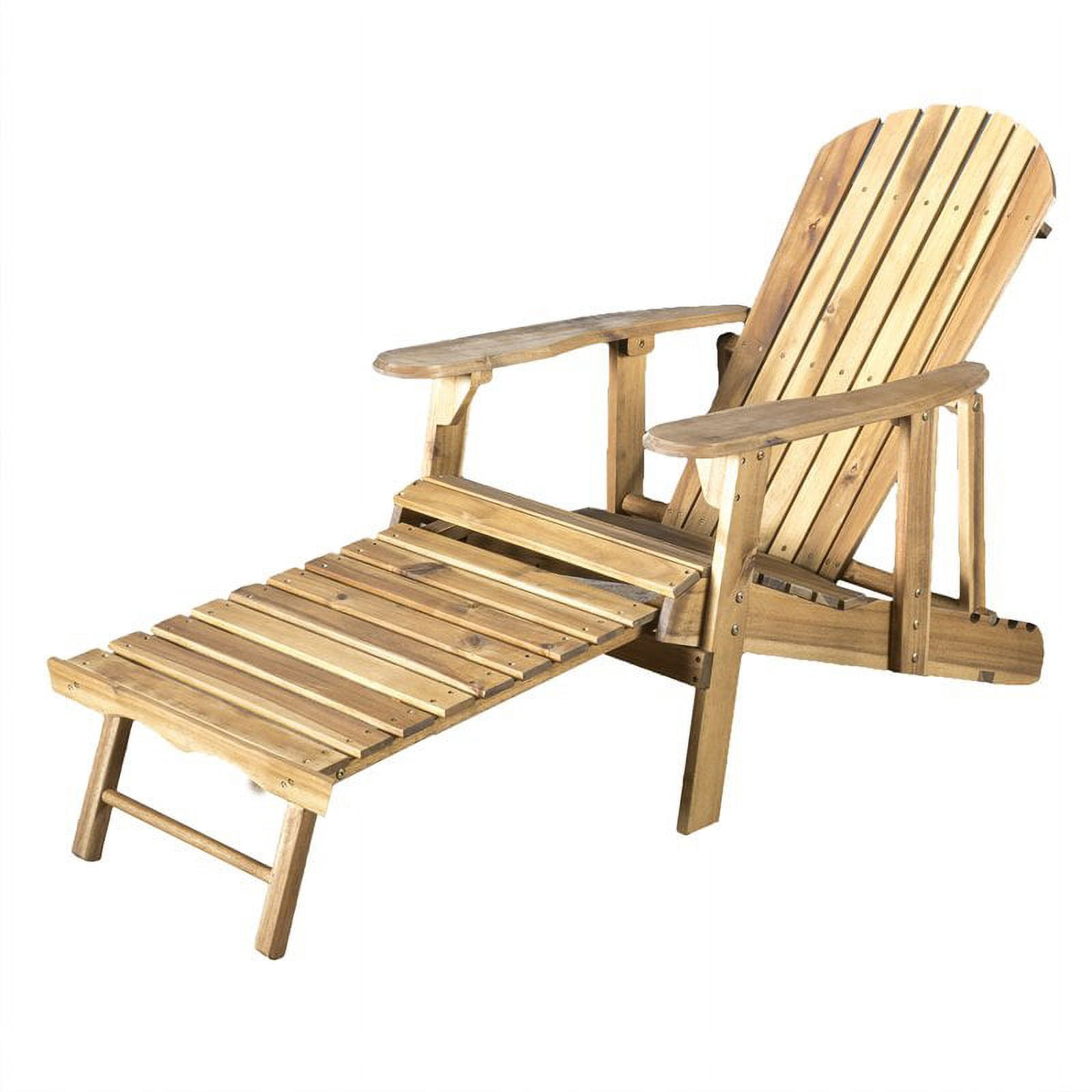 Noble House Hayle Reclining Wood Adirondack Chair w/Footrest in Natural ...