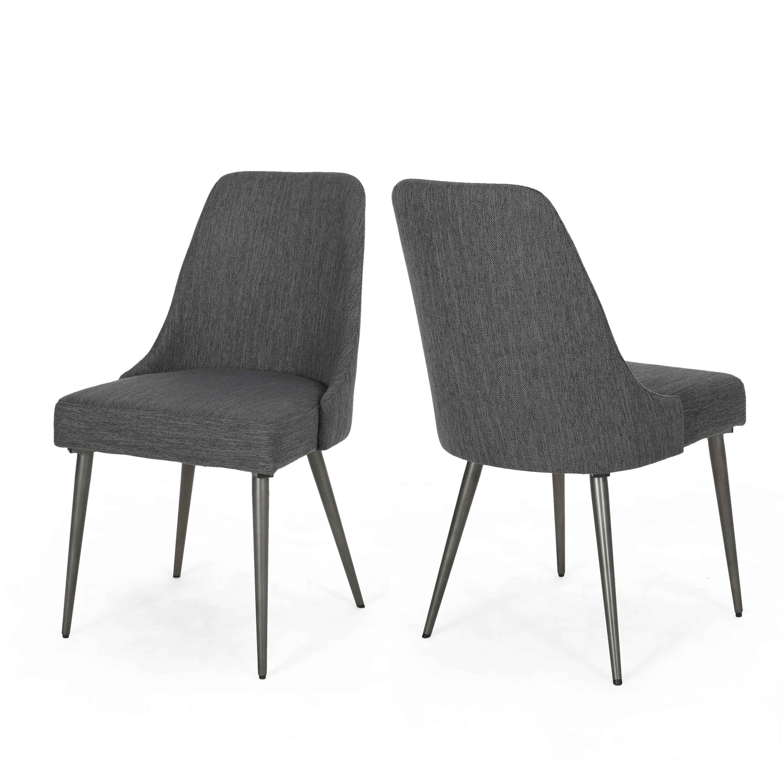 Noble House Hendrix Indoor Modern Fabric Dining Chairs, Set of 2, Charcoal