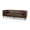 thumbnail image 1 of Noble House Hennessey Faux Leather Tufted Sofa, Dark Brown, Espresso, 1 of 8