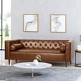 thumbnail image 1 of Noble House Hennessey Tufted Faux Leather Sofa, Cognac Brown, Espresso, 1 of 9