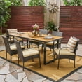 thumbnail image 1 of Noble House Heron 7 Piece Wood Top Patio Dining Set in Teak and Brown, 1 of 7