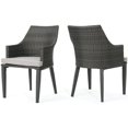 thumbnail image 1 of Noble House Hillhurst Wicker Patio Dining Arm Chair in Gray (Set of 2), 1 of 10