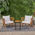 thumbnail image 1 of Noble House Horatio Outdoor  2 Seater Club Chairs and Side Table Set Teak, 1 of 5