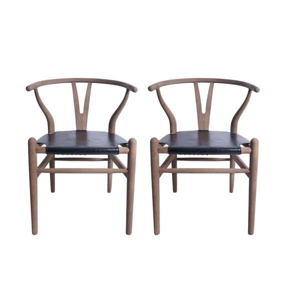 Noble House Hounker Rustic Faux Leather Dining Chairs, Set of 2, Black, Antique