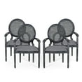 thumbnail image 1 of Noble House Huller Indoor French Fabric Upholstered Dining Chair, Set of 4, Gray, 1 of 9