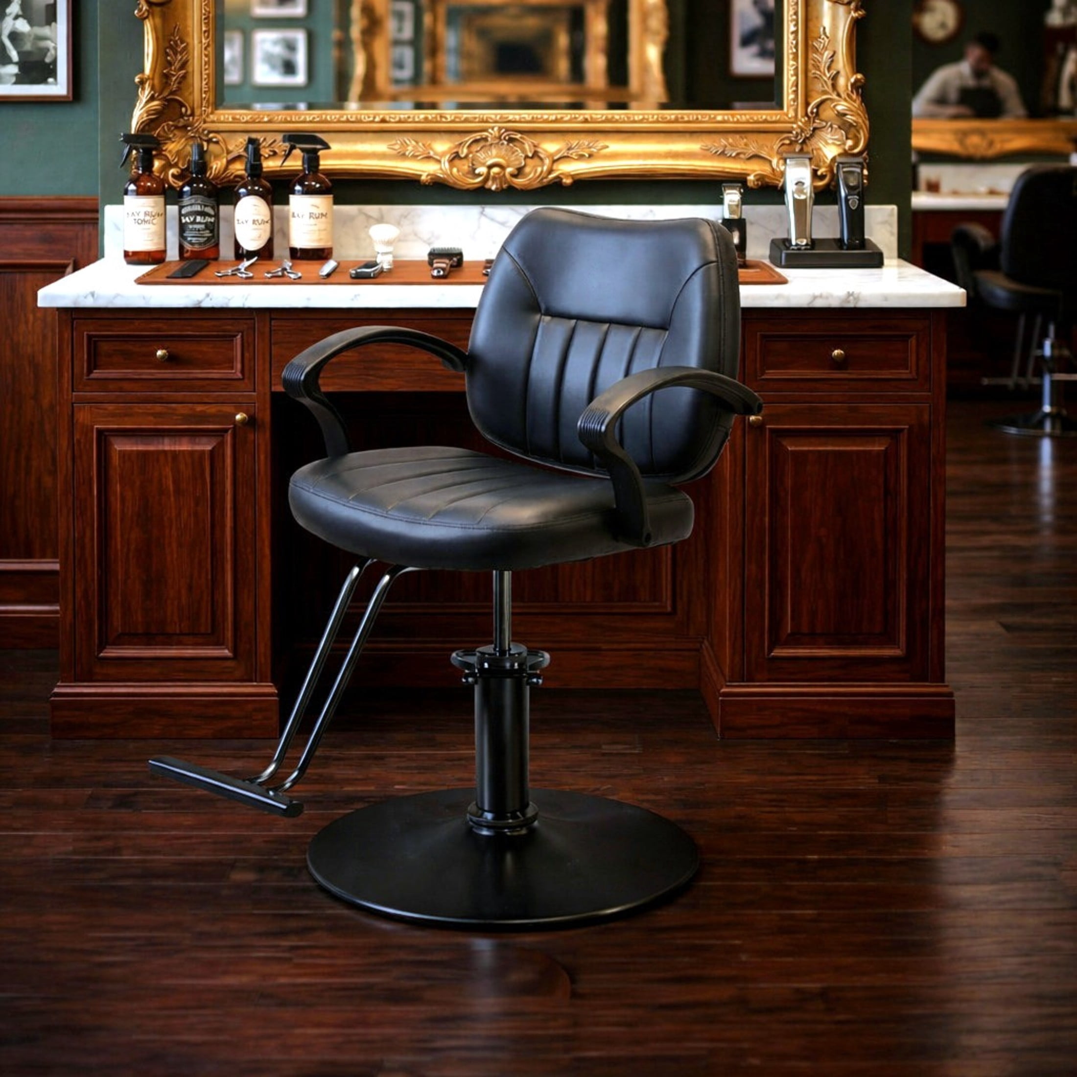 Noble House Hydraulic Barber Styling Chair with PU Upholstery, Adjustable Height, Black