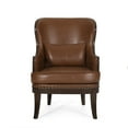 thumbnail image 1 of Noble House Hyrum Upholstered Accent Chair with Nailhead Trim, Cognac Brown and Dark Brown, 1 of 8
