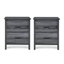Noble House Hysham 2 Drawer Nightstand, Set of 2, Sonoma Gray Oak