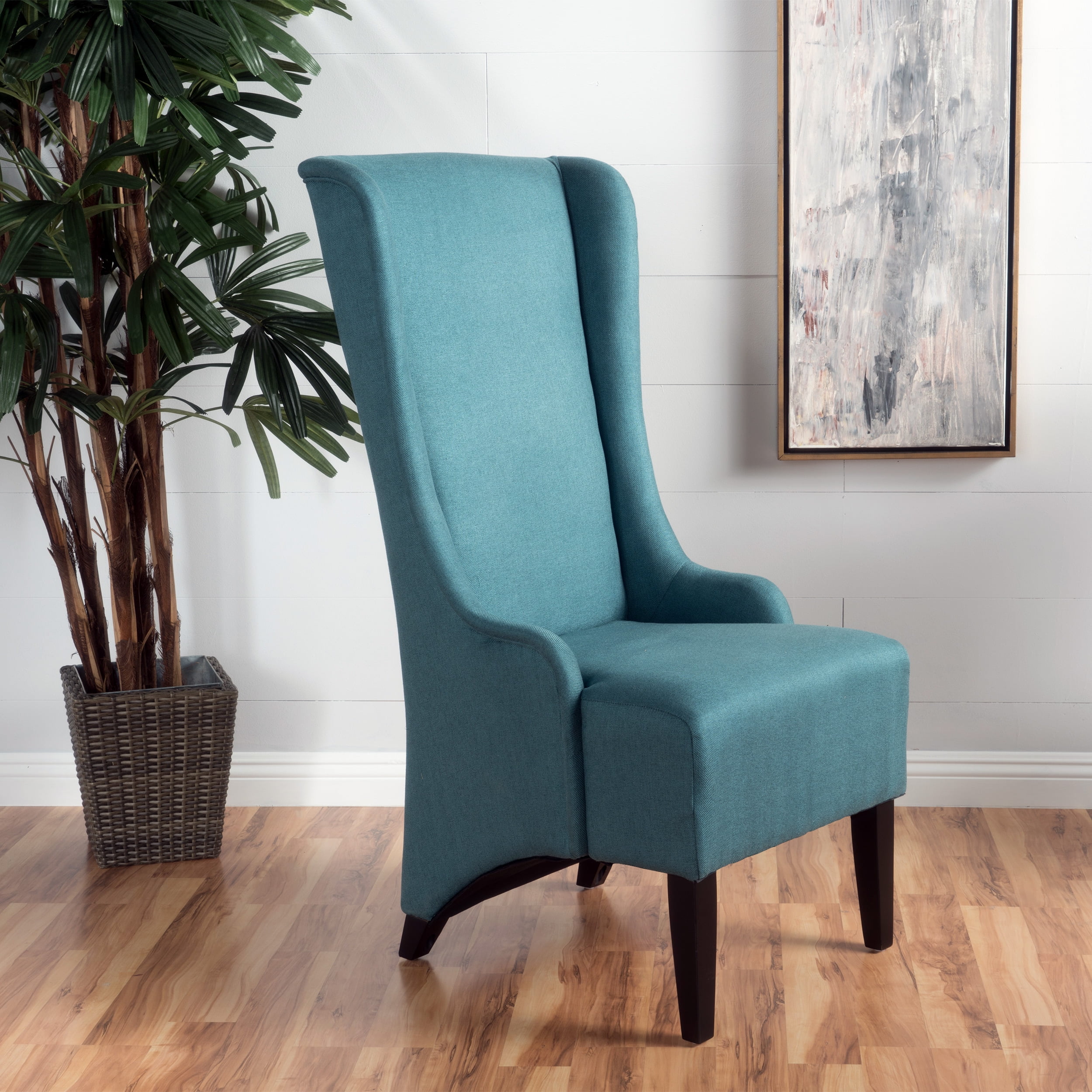 Noble House Ivette Contemporary Fabric Dining Chair, Modern Design, Teal & Matte Black