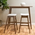 thumbnail image 1 of Noble House Jackie Mid-Century Modern Wood 3 Piece Bar Table Set, Natural Walnut, Light Beige, 1 of 13