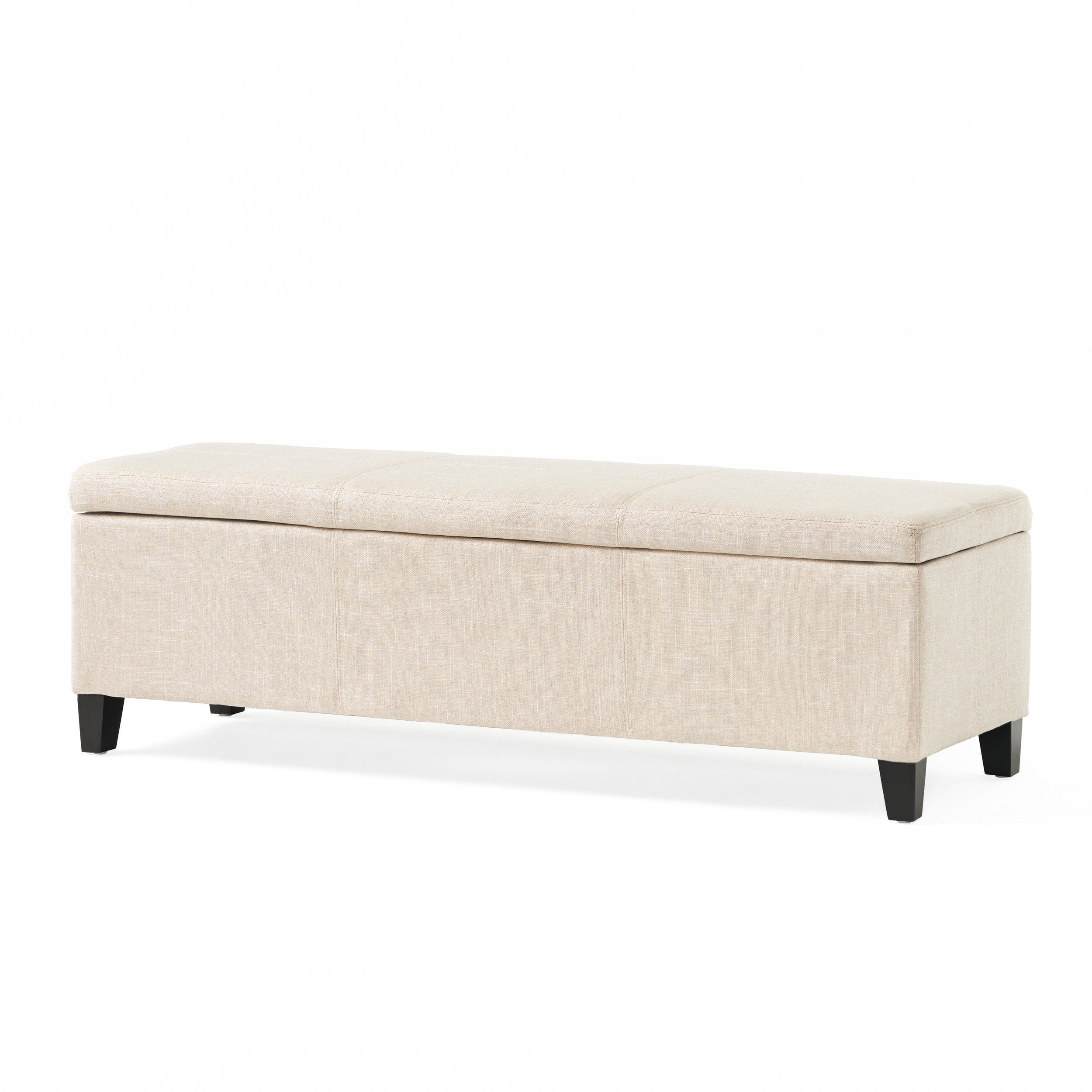 Noble House James Fabric Storage Ottoman, Light Beige