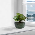 thumbnail image 1 of Noble House Jason Ceramic Flowerpot Set, Dimpled Design with Drainage Hole, Indoor/Outdoor Use, Set of 3, Antique Green, 1 of 8
