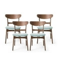 thumbnail image 1 of Noble House Jaxson Mid-Century Fabric Dining Chairs, Set of 4, Mint, Walnut, 1 of 9