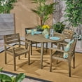 thumbnail image 1 of Noble House Jaxson Outdoor 5-Piece Round Dining Set, Gray Acacia Wood with 4 Chairs, 1 of 10