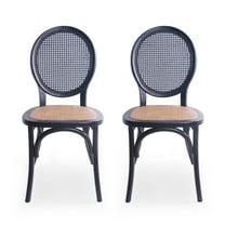 Noble House Jeremiah Classic Rattan Dining Chair, Set of 2, Matte Black