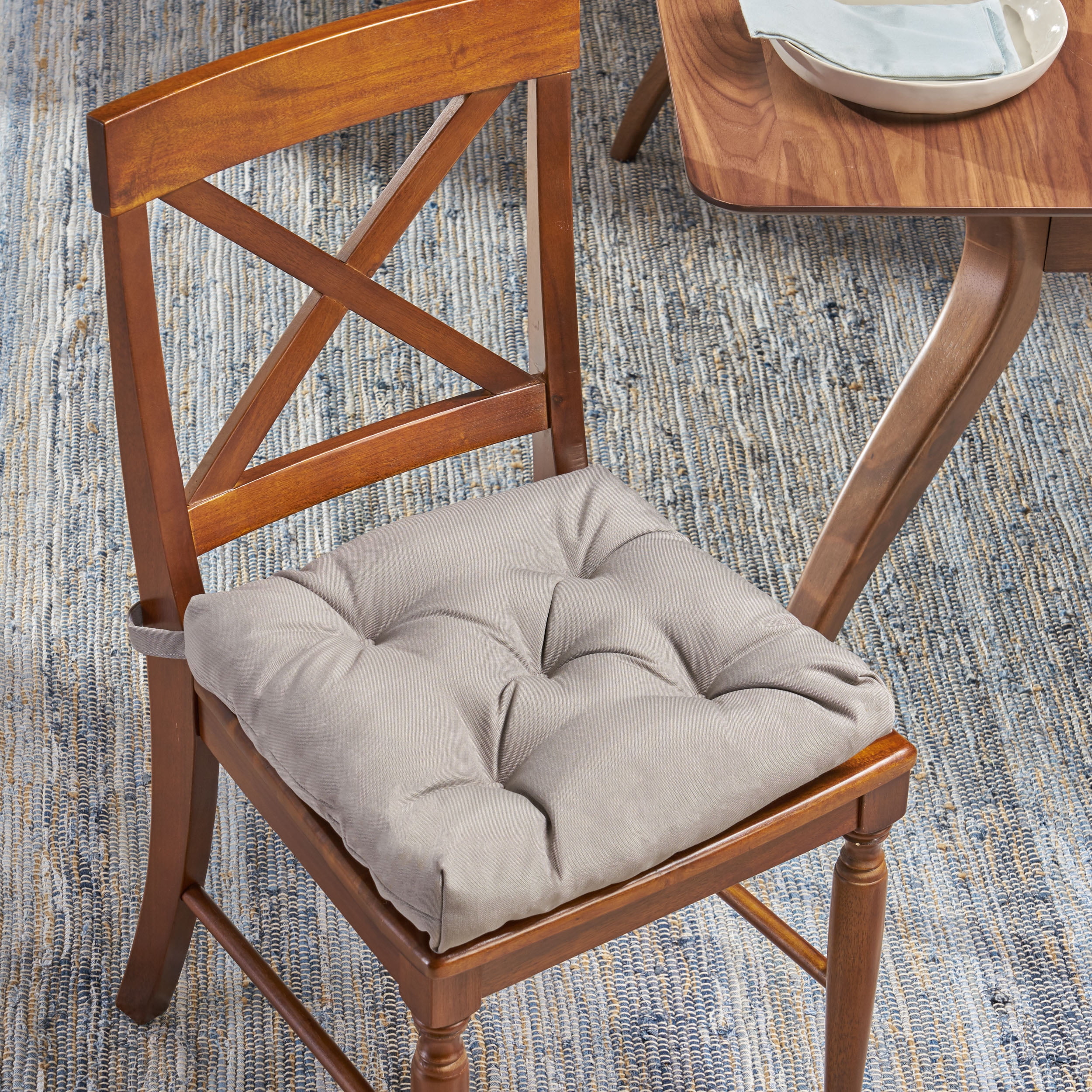 Noble House Johan Indoor Fabric Classic Tufted Chair Cushion, Gray