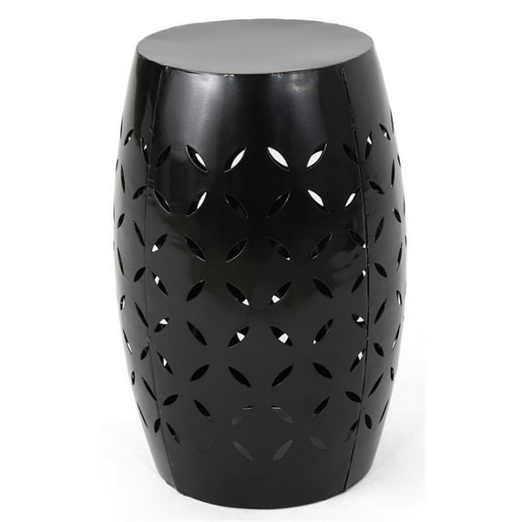Noble House Jorell Modern Indoor Lace Cut Iron Side Table in Black