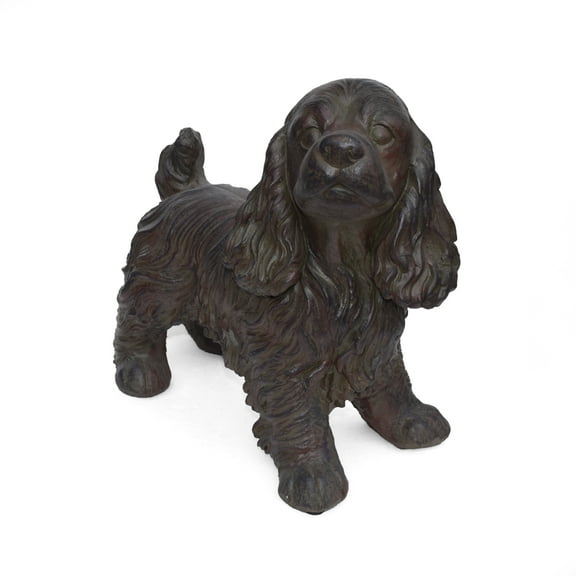Noble House Josie Outdoor Cast Stone Cocker Spaniel Dog Garden Statue