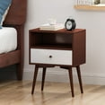 thumbnail image 1 of Noble House Kallyn Faux Wood Mid-Century Modern Side Table, Brown and White, 1 of 11