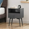 thumbnail image 1 of Noble House Kallyn Faux Wood Mid-Century Modern Side Table, Dark Gray, 1 of 10