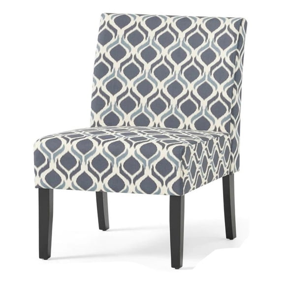 Noble House Kassi Fabric Slipper Accent Chair in Blue/ Navy/Matte Black
