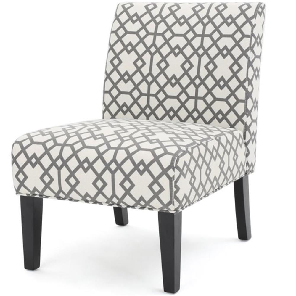 Set of 2 Kassi Gray Fabric Upholstered Wood Slipper Accent Chairs