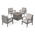 thumbnail image 1 of Noble House Keana Outdoor 4 Chair Chat Set w Fire Pit Gray, 1 of 7