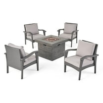 Noble House Keana Outdoor 4 Chair Chat Set w Fire Pit Gray