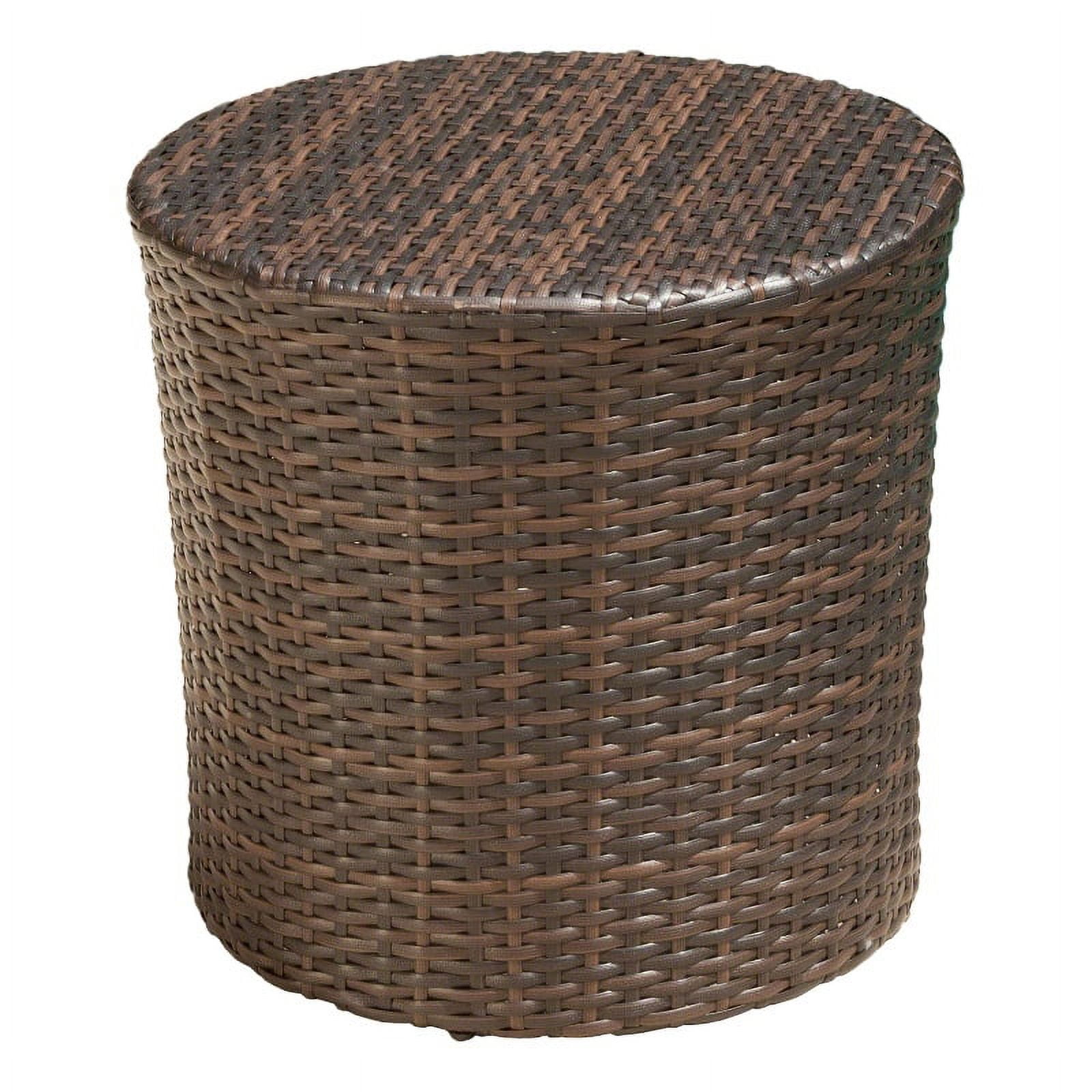 Noble House Keaton Outdoor Wicker Barrel Side Table in Multibrown