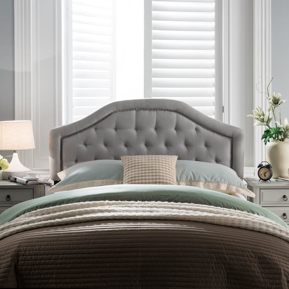 Noble House Keenan Light Gray Finish Contemporary Style Fabric Full/Queen Headboard