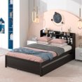 thumbnail image 1 of Noble House Keith Full Bed, Pine Wood Frame with Bookcase Headboard and Pull-Out Trundle, Espresso, 1 of 14