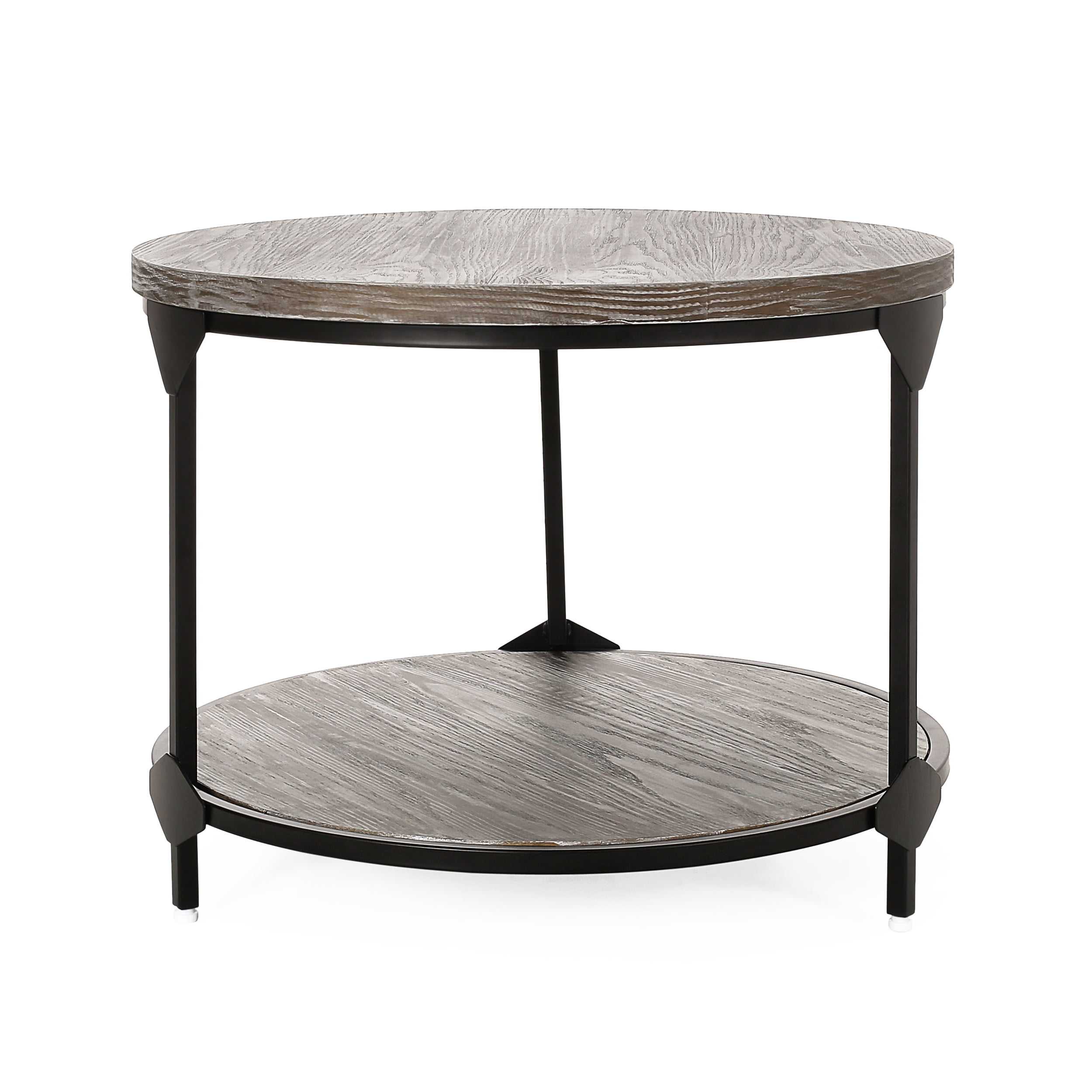Noble House Kellyn Modern Industrial Faux Wood Coffee Table, Black Frame, Gray Finish