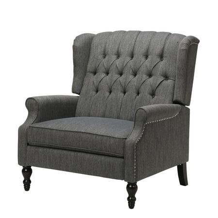 Noble House Khalid Oversized Fabric Push Back Recliner, Gray