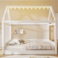 thumbnail image 1 of Noble House Kilby Full Upholstered House Daybed, Corduroy Montessori Bed with Touch-Switch LED Lighting, Beige, 1 of 12
