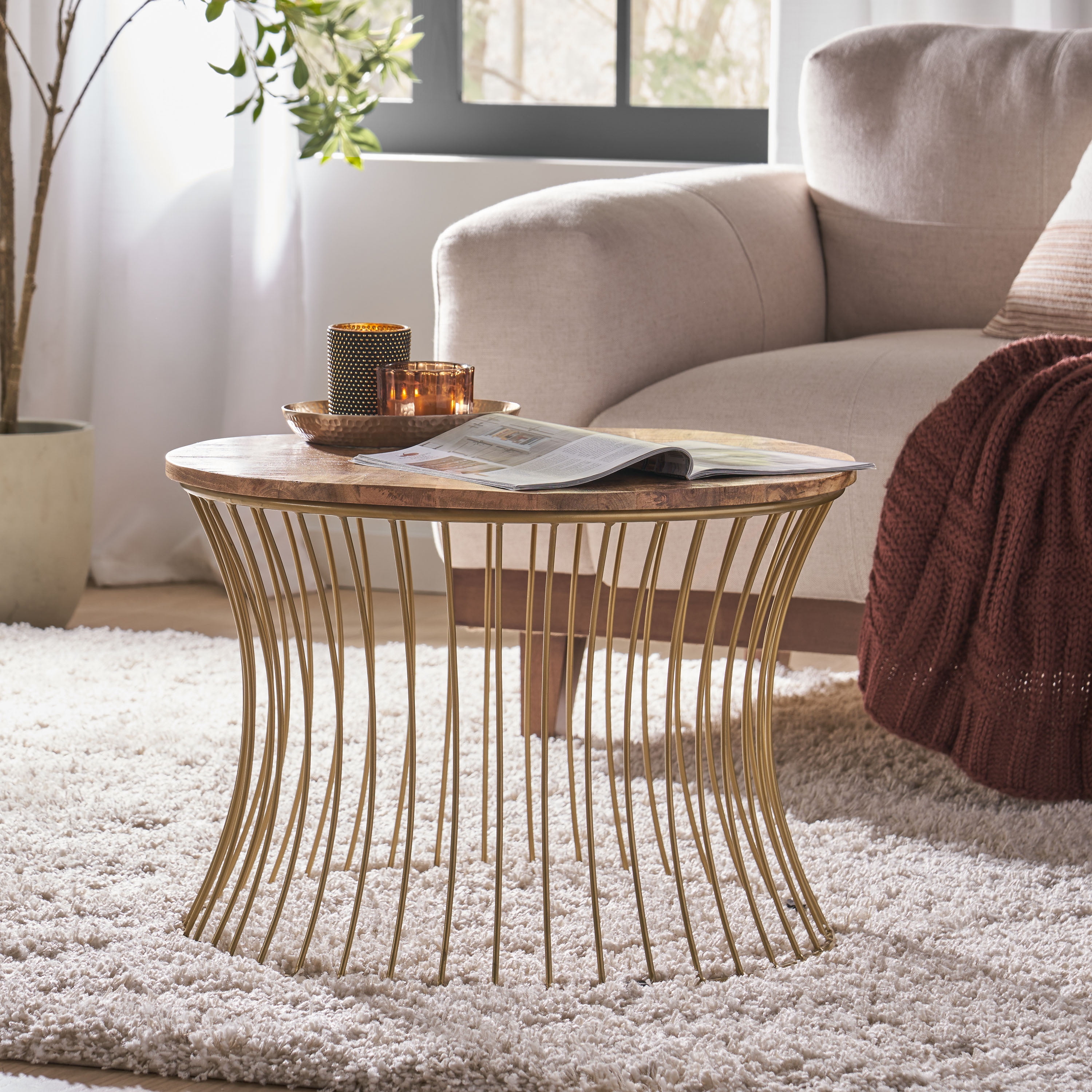 Wood and wire coffee table discount