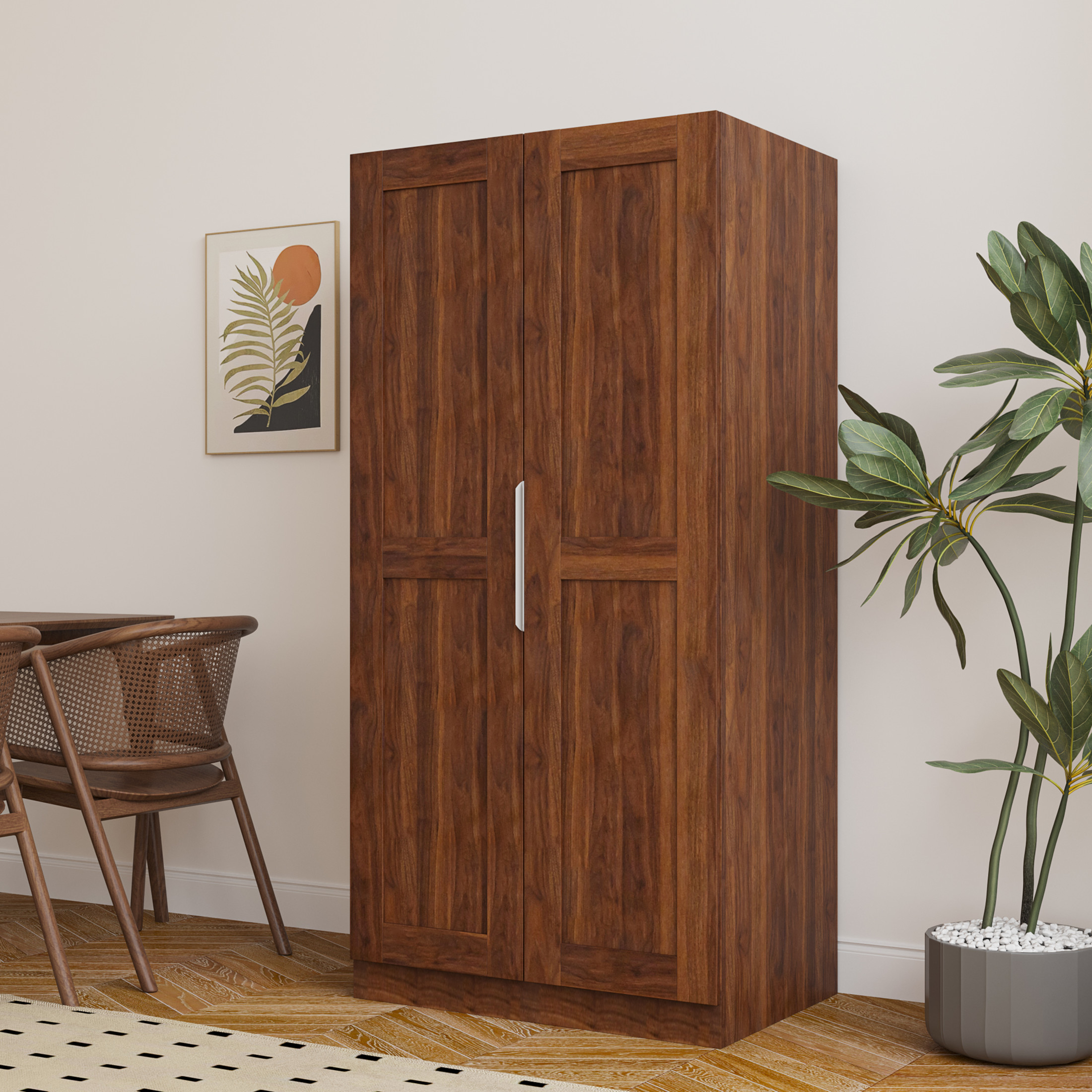 Noble House Kitchen Pantry Storage Cabinet, Freestanding Buffet Sideboard with Doors & Shelves, for Dining Room, Walnut