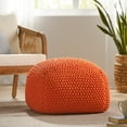thumbnail image 1 of Noble House Knitted Cotton Square Pouf, Orange, 1 of 6