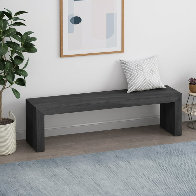 Noble House Krislynn Farmhouse Acacia Wood Dining Bench, Black